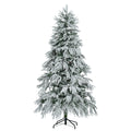 6 Feet Pre-installed Spruce Snow Cover Christmas Tree With 300 Multi-color LED Lights