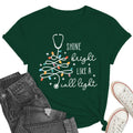 Christmas Shirts for Women Nurse Christmas Tee Shirt Christmas Light Tops Christmas Nurse Vacation Tee Green