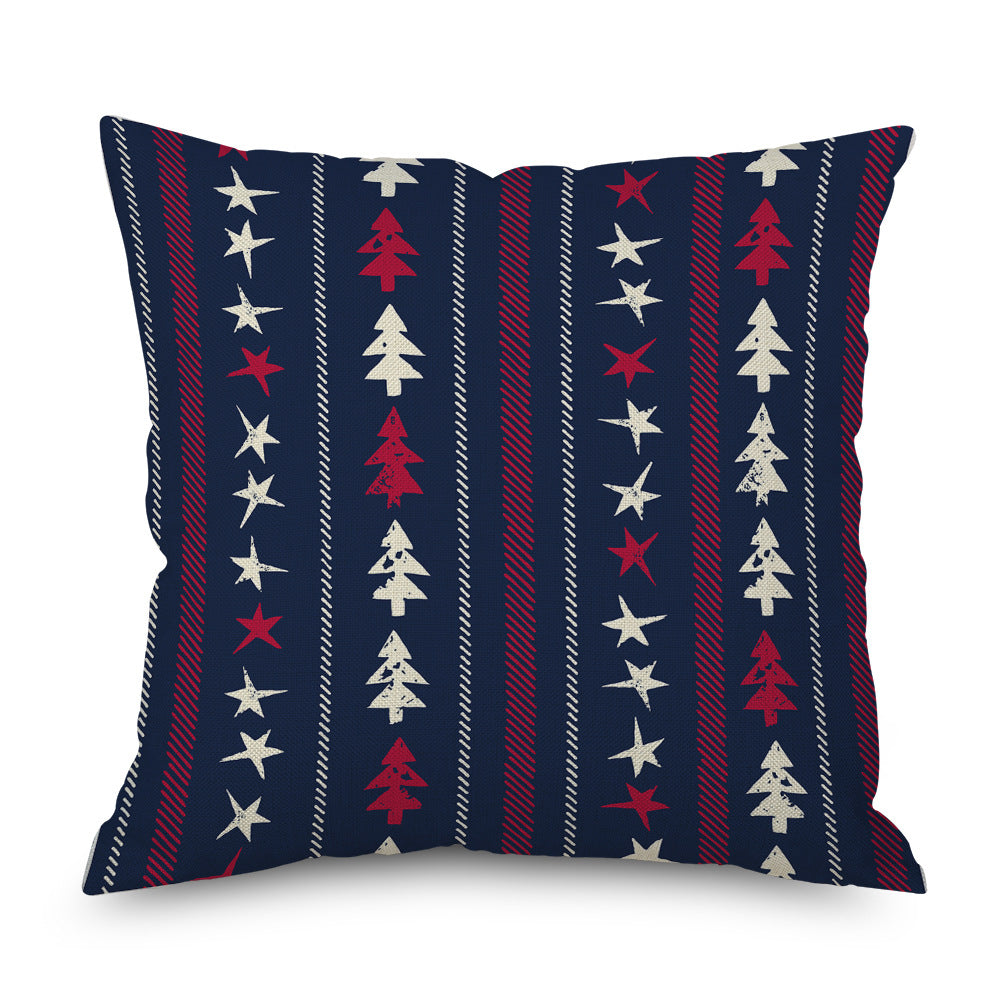 Plaid Christmas Tree Car Linen Pillow Cover