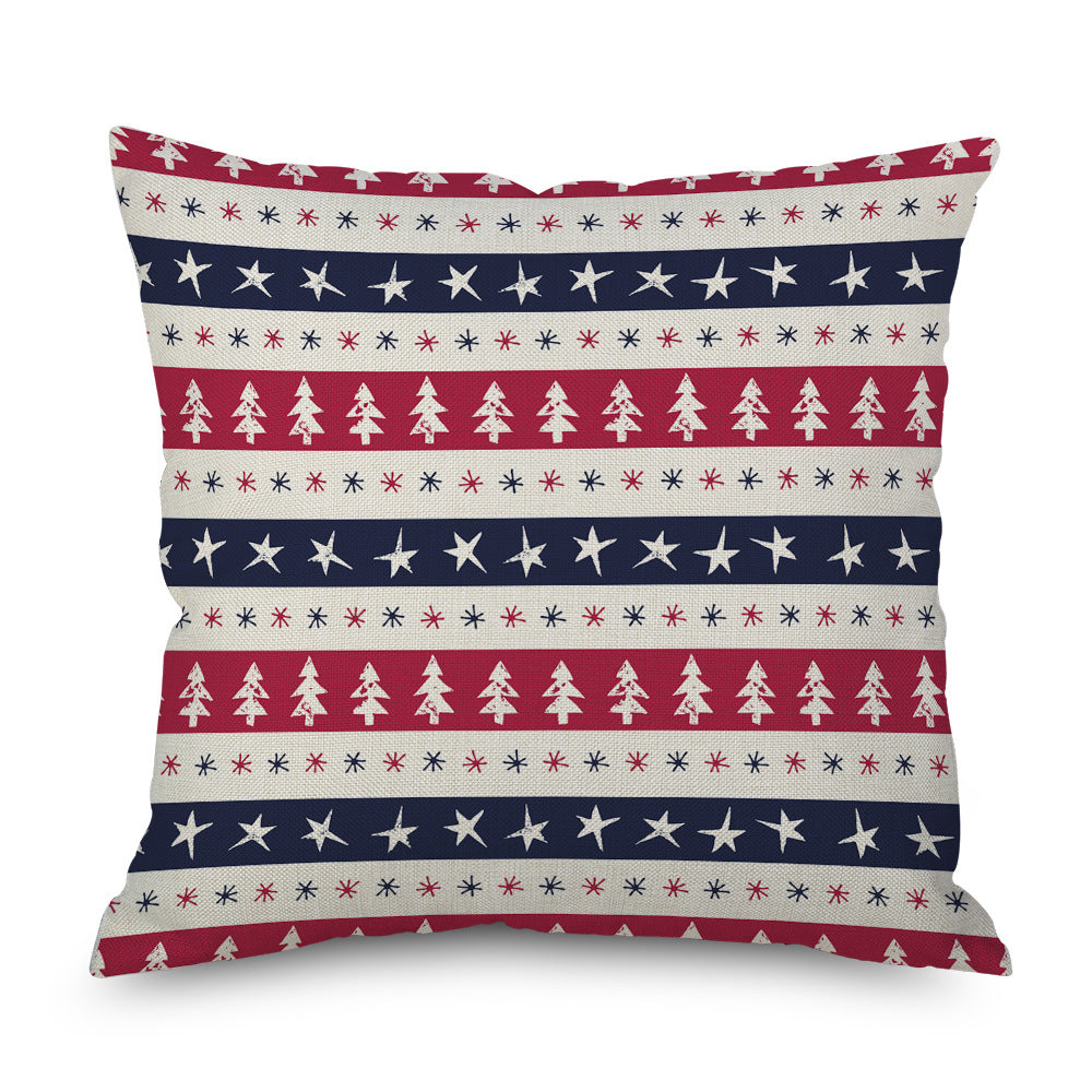 Plaid Christmas Tree Car Linen Pillow Cover