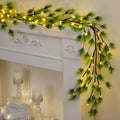 Waipfaru Christmas Decoration Indoor - 7.2FT Cedar Garland with Timer Artificial Christmas Greenery Norfolk Pine Garland for Mantle Fireplace Mantel Outdoor Xmas Decor (Pine)