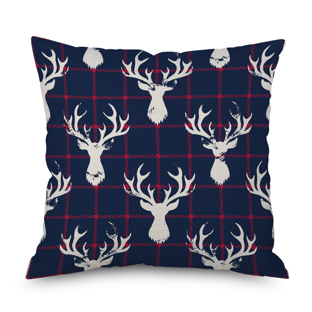 Plaid Christmas Tree Car Linen Pillow Cover