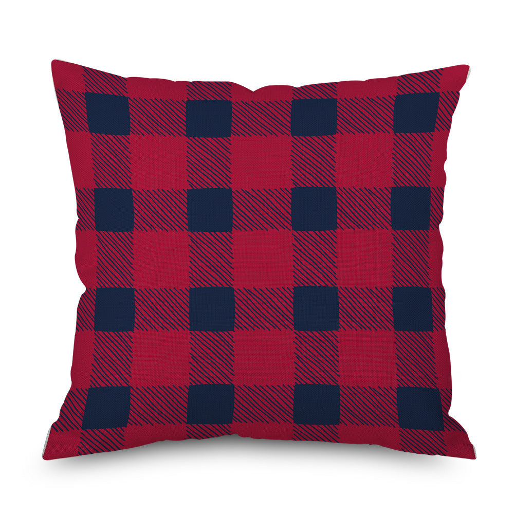 Plaid Christmas Tree Car Linen Pillow Cover